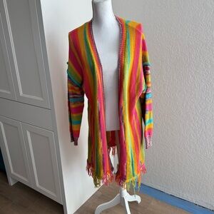 Umgee Multicolor Striped Cardigan Size Medium Boho Hippie Festival Colorful Cozy